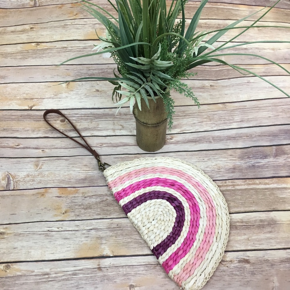 Straw Half Circle Purse, NWT